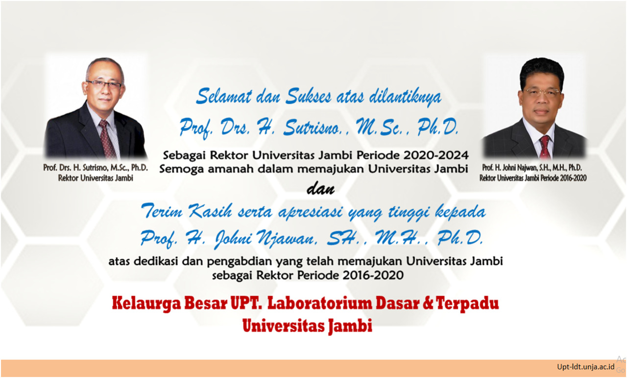UPT LABORATORIUM DASAR DAN TERPADU MENGUCAPKAN SELAMAT KEPADA REKTOR